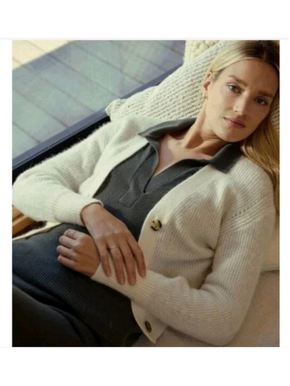Quince Womens Alpaca-Merino Wool Cardigan Button Down Soft Sz S Ivory